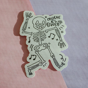 Mueve El Esqueleto Vinyl Sticker Stickers ashleyooacevedoshop alternative art autumn Boricua Designed in Puerto Rico doodle emo esqueleto fall halloween illustration Jerga Lettering Puerto Rico punk skeleton slang Spanish spooky Stationery Sticker stickers boricua Typography vinyl waterproof IMG_20F28B09731B-1