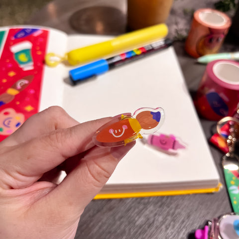 Playful Paintbrush Acrylic Pin Pins ashleyooacevedoshop acrylic art Designed in Puerto Rico doodle illustration kawaii lapel pin paint paintbrush painting pin IMG_4274_jpg