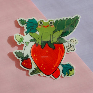 Strawberry Sapito Vinyl Sticker ashleyooacevedoshop stickers boricua IMG_60C3D3941FBB-1