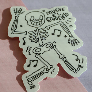 Mueve El Esqueleto Vinyl Sticker Stickers ashleyooacevedoshop alternative art autumn Boricua Designed in Puerto Rico doodle emo esqueleto fall halloween illustration Jerga Lettering Puerto Rico punk skeleton slang Spanish spooky Stationery Sticker stickers boricua Typography vinyl waterproof IMG_C56956880AC2-1