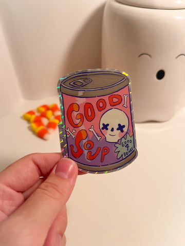 Good Soup Sticker Decorative Stickers ashleyooacevedoshop alternative autumn Boricua Designed in Puerto Rico doodle emo fall food foodie good soup halloween illustration Puerto Rico punk skeleton Snacks soup Stationery Sticker image_6fd71acd-2025-436a-8d64-520e33a2e548